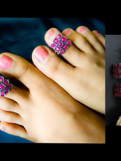 Oxidised Stone Work Square Shape Toe Rings for a Minimalist Look