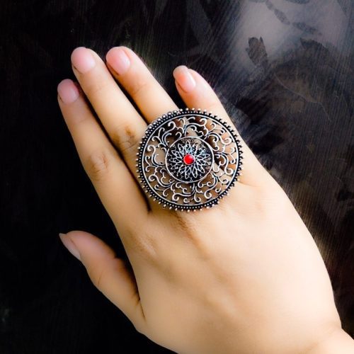 Oxidized Round Shape Adjustable RIngs