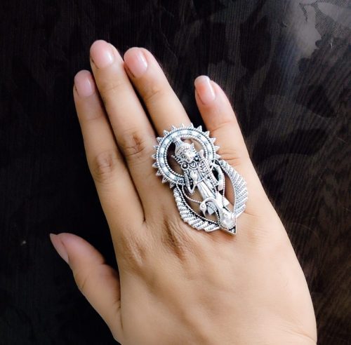 Antique Handcrafted Indian God Oxidised Rings For Girls