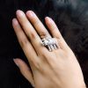 Filigree Design of Flower Oxidised Rings