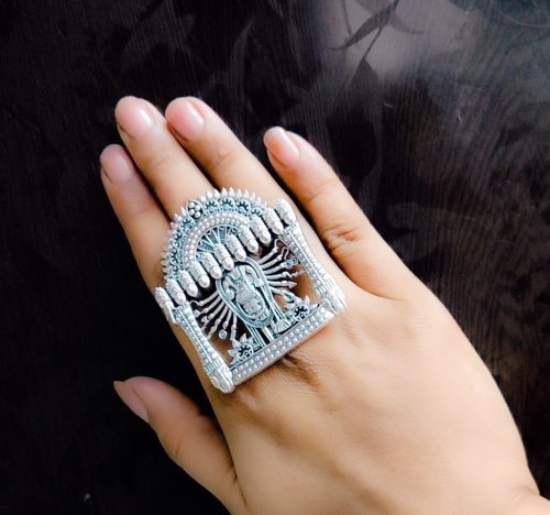 Lord Vishnu Avatar Rings in Oxidised Silver Polish