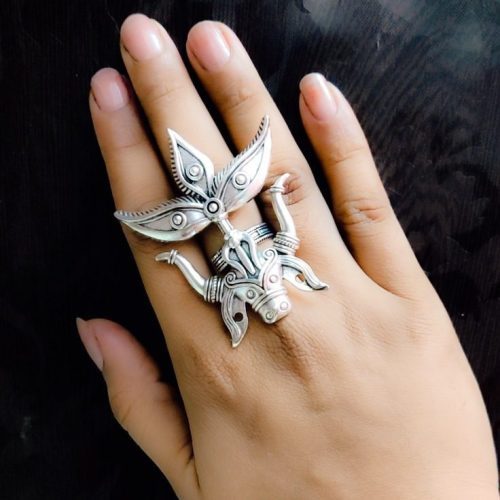 Lord Durga Oxidised Rings with Adjustable Size