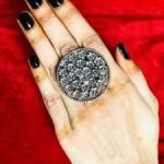 Round Shape flower Design Oxidised Free Size Rings