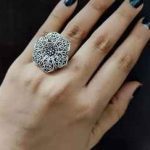 Filigree Art Oxidised Flower Design Adjustable Rings