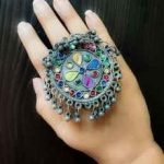 Black polish Oxidised Afghani Rings For Girls
