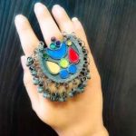 Chandbali Style Oxidised Afghani Rings in Antique Black Polish