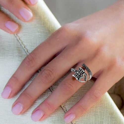 Divine Trishul: Oxidised Silver Rings with Sacred Trishul Symbol