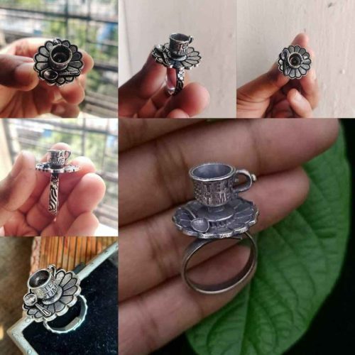 Oxidised Tea Time Designer Rings For Girls