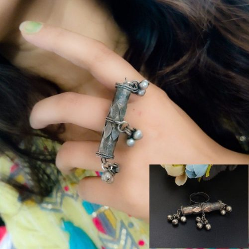 Handmade Elegant Oxidised Rings With Antique Finish & Ghunghroo Work