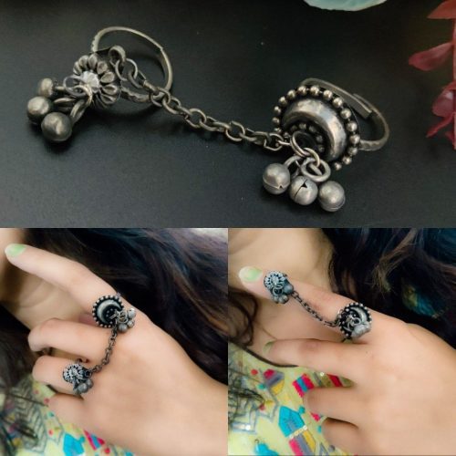 Bohemian-inspired oxidised silver rings for a free-spirited look
