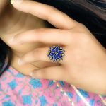 Delicate Oxidised Silver Plated Rings for Subtle Glamour - "Blue"