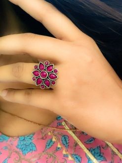 Artisan-crafted Oxidised Silver Plated Rings with Exquisite Details