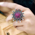 Ethereal Elegance: Oxidised Silver Plated Rings for a Timeless Appeal - "Pink"