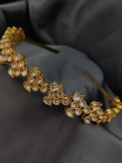 Stylish Gold Plated Kundan Hair Bands For Girls
