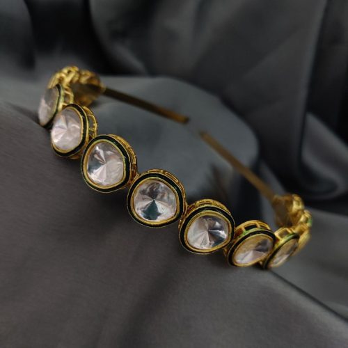 Gold Plated Meenakari Hair Bands For Girls