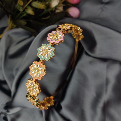 Gold Plated Meenakari Hair Bands For Girls