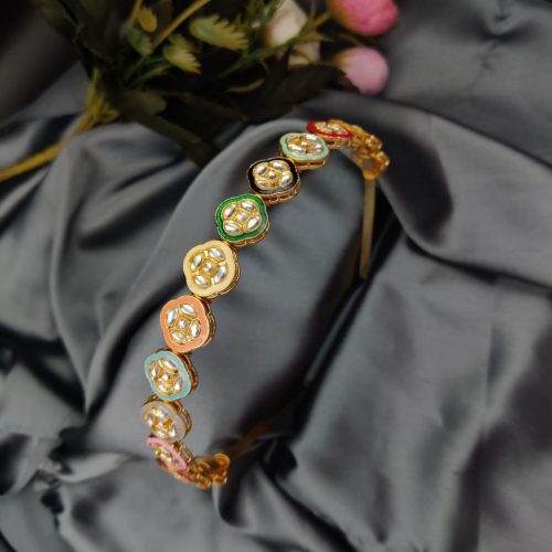 Gold Plated Meenakari Hair Bands For Girls