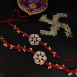 Gold Plated Kundan Bhaiya Bhabhi Rakhi