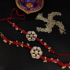 Gold Plated Kundan Bhaiya Bhabhi Rakhi