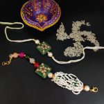 Gold Plated Kundan Pearl Bhaiya Bhabhi Rakhi Bracelet