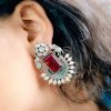 Silver Replica Elephant Studs | Affordable Oxidised Monalisa Stone Earrings