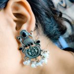 Replica Silver Look Like Stud Design With Peacock Designs Earrings