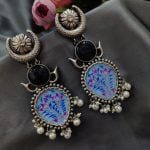 Handmade Silver Plated Hand Painting Tanjor Art Earrings
