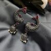 Elevate Your Look with Silver Look Fish Jhumka Earrings Adorned with Stones