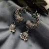 Elevate Your Look with Silver Look Fish Jhumka Earrings Adorned with Stones