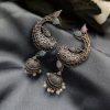 Elevate Your Look with Silver Look Fish Jhumka Earrings Adorned with Stones