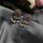 Silver Look Like Replica Stud Earrings - Best Choice For Daily-wear - "Pink"