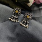 Silver Look Like Replica Stud Earrings - Best Choice For Daily-wear - "Yellow"