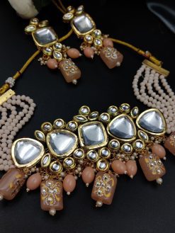 Gold Plated Kundan Beautiful Necklace Set With Dangler Earrings