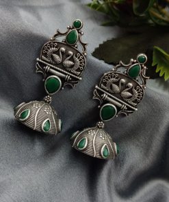Handcrafted Oxidised Silver Replica Jhumka Earrings