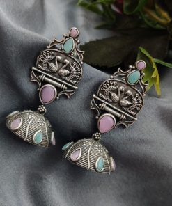 Handcrafted Oxidised Silver Replica Jhumka Earrings
