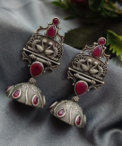 Handcrafted Oxidised Silver Replica Jhumka Earrings