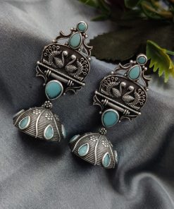 Handcrafted Oxidised Silver Replica Jhumka Earrings