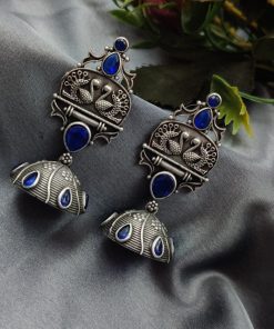 Handcrafted Oxidised Silver Replica Jhumka Earrings
