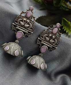 Handcrafted Oxidised Silver Replica Jhumka Earrings