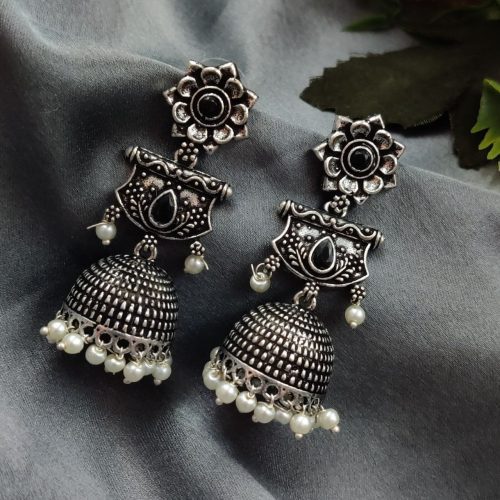 Trendy oxidized jhumka earrings - Dangler Stud jhumki Earring - Image 7