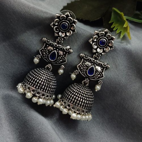 Trendy oxidized jhumka earrings - Dangler Stud jhumki Earring - Image 8