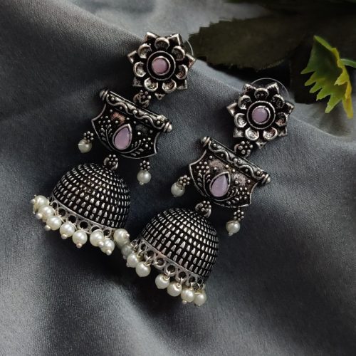 Trendy oxidized jhumka earrings - Dangler Stud jhumki Earring - Image 5