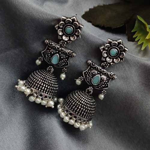 Trendy oxidized jhumka earrings - Dangler Stud jhumki Earring - Image 2