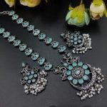 Ethnic-inspired oxidized stone jewelry set with a traditional touch