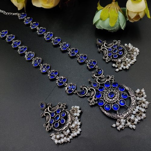 Ethnic-inspired oxidized stone jewelry set with a traditional touch - Image 2
