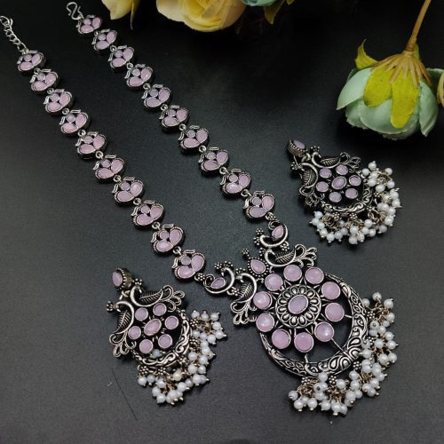 Ethnic-inspired oxidized stone jewelry set with a traditional touch - Image 4