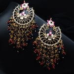 Vintage-inspired oxidized necklace with jhumka for a touch of elegance - "Black"