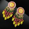 Traditional gold-plated Meenakari earrings with intricate enamel work.