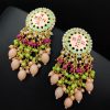 Traditional gold-plated Meenakari earrings with intricate enamel work.