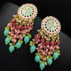 Traditional gold-plated Meenakari earrings with intricate enamel work.
